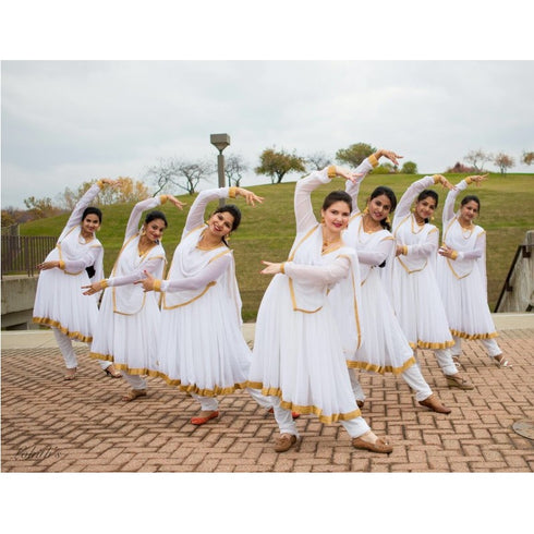 White With Gold Anarkali Dance Costume